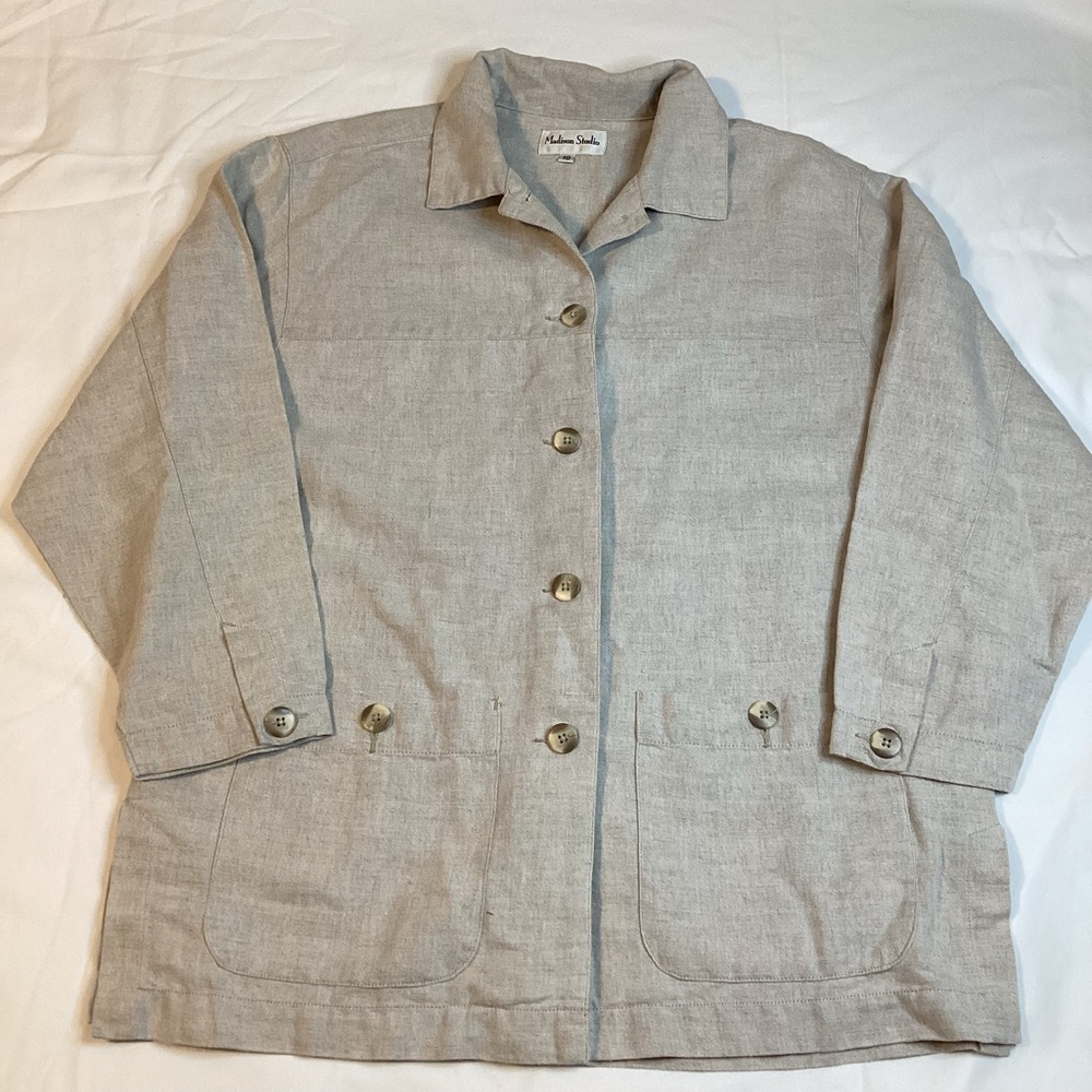 Madison Studio Linen Button Down Light Chore Jack… - image 1